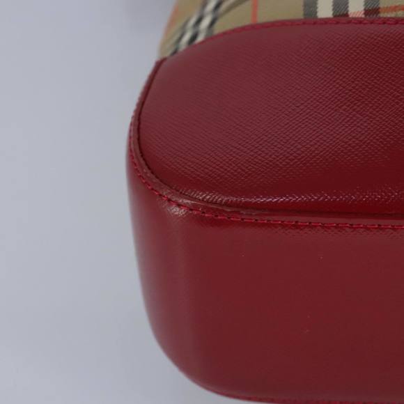 BURBERRY Nova Check Tote Bag Canvas Leather Beige Red Auth 100281 - Picture 15 of 16